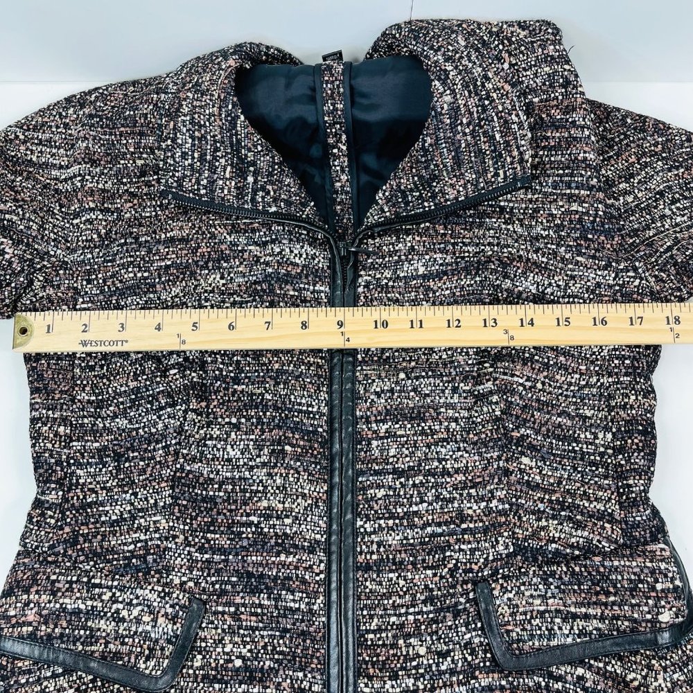 LAFAYETTE 148 Multi-Color Tweed Faux Leather Trim Wool Blend Blazer Jacket SZ 8P - Picture 12 of 14